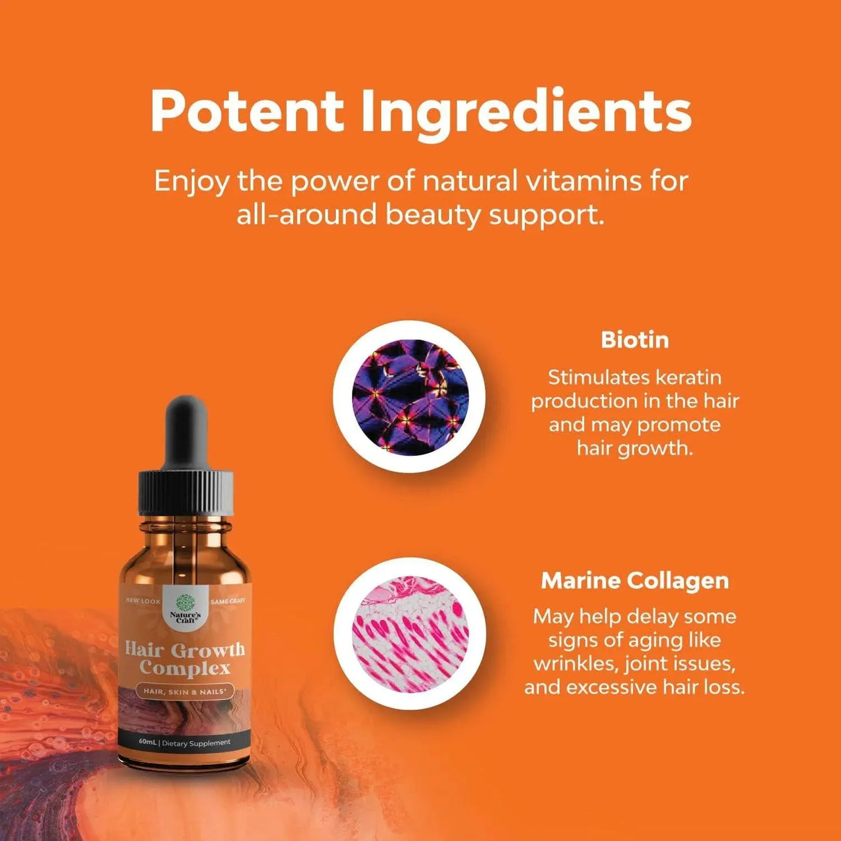 NATURES CRAFT - Natures Craft Collagen Biotin Drops for Hair Growth 60Ml. - The Red Vitamin MX - Suplementos Alimenticios - {{ shop.shopifyCountryName }}