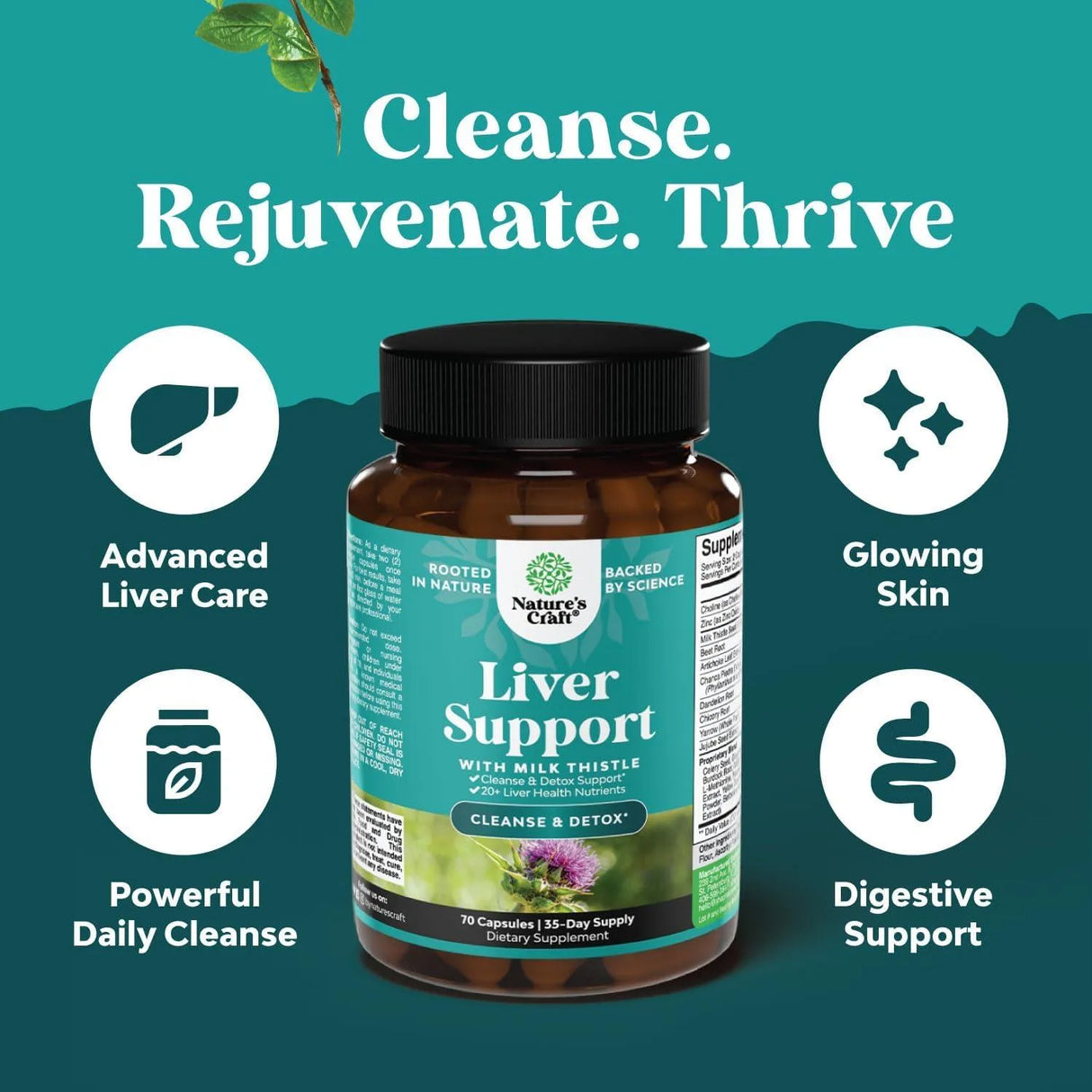 NATURES CRAFT - Natures Craft Liver Support with Milk Thistle Cleanse Detox & Repair 70 Capsulas - The Red Vitamin MX - Suplementos Alimenticios - {{ shop.shopifyCountryName }}