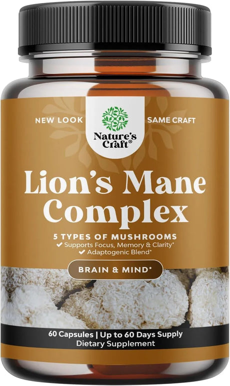 NATURES CRAFT - Nootropic Lions Mane Mushroom 60 Capsulas - The Red Vitamin MX - Suplementos Alimenticios - {{ shop.shopifyCountryName }}