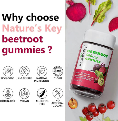 NATURE´S KEY - Nature's Key Beetroot Gummies 120 Gomitas 2 Pack - The Red Vitamin MX - Suplementos Alimenticios - {{ shop.shopifyCountryName }}