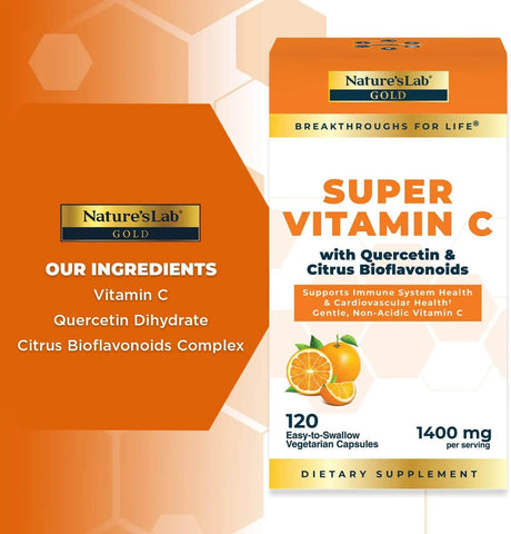 NATURES LAB - Nature’s Lab Gold Super Vitamin C 1000Mg. 120 Capsulas - The Red Vitamin MX - Suplementos Alimenticios - {{ shop.shopifyCountryName }}