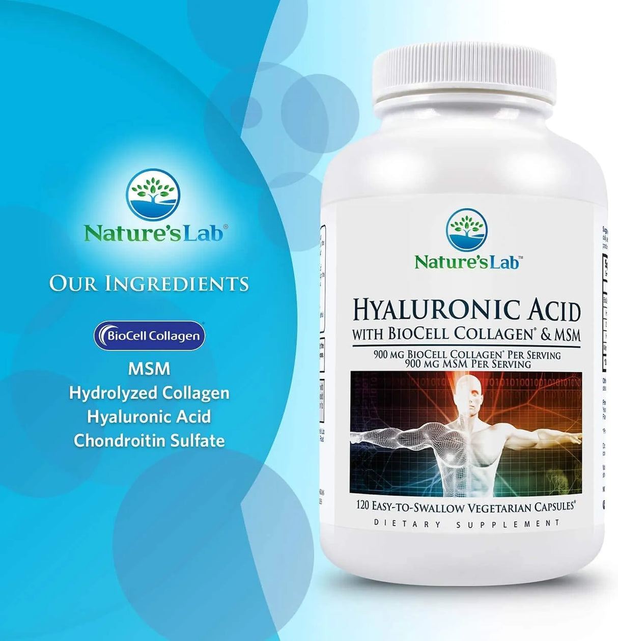 NATURES LAB - Nature's Lab Hyaluronic Acid with Biocell Collagen and MSM 120 Capsulas - The Red Vitamin MX - Suplementos Alimenticios - {{ shop.shopifyCountryName }}