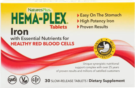 NATURES PLUS - NaturesPlus Hema-Plex Iron 30 Tabletas - The Red Vitamin MX - Suplementos Alimenticios - {{ shop.shopifyCountryName }}