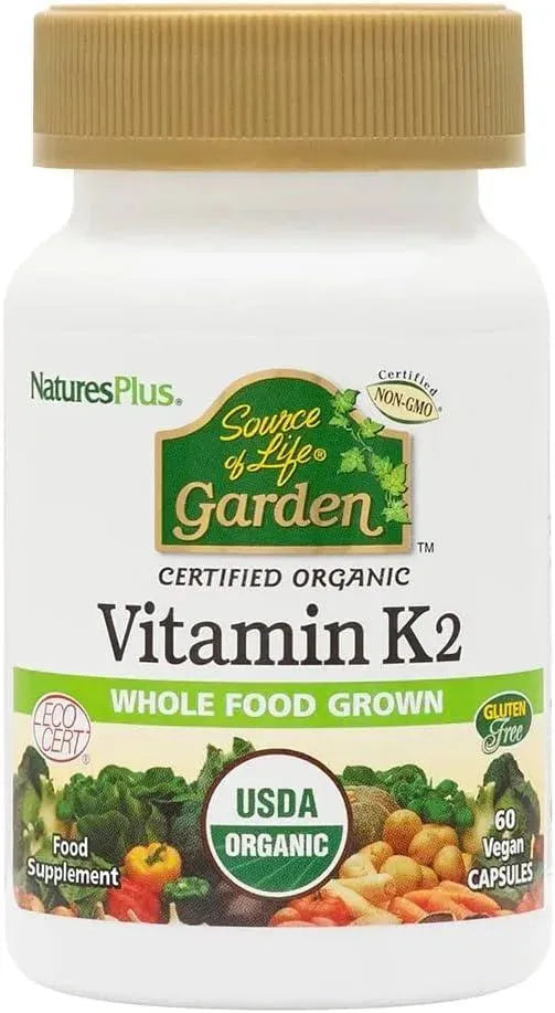 NATURES PLUS - NaturesPlus Source of Life Garden Certified Organic Vitamin K2-120mcg 60 Capsulas - The Red Vitamin MX - Suplementos Alimenticios - {{ shop.shopifyCountryName }}