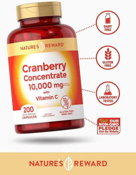NATURE´S REWARD - Nature's Reward Cranberry Concentrate 10,000Mg. 200 Capsulas - The Red Vitamin MX - Suplementos Alimenticios - {{ shop.shopifyCountryName }}