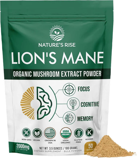 NATURES RISE - Natures Rise Lions Mane Mushroom Powder Organic Supplement 50 Servicios 100Gr. - The Red Vitamin MX - Suplementos Alimenticios - {{ shop.shopifyCountryName }}