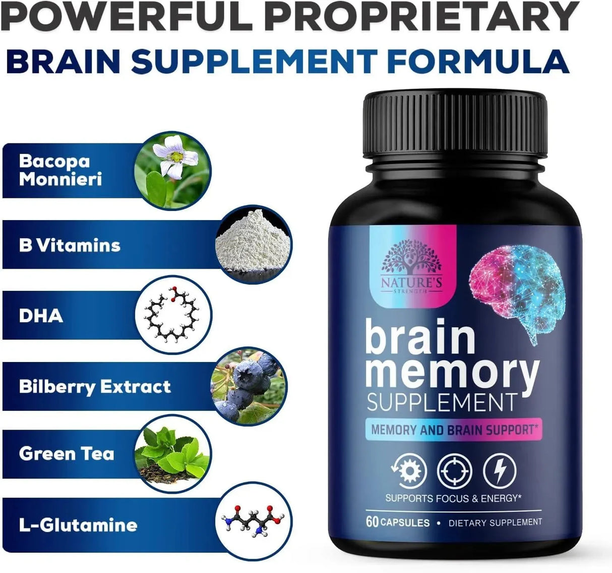 NATURE´S STRENGHT - Nature's Strength Brain Memory Nootropic Supplement 60 Capsulas - The Red Vitamin MX - Suplementos Alimenticios - {{ shop.shopifyCountryName }}