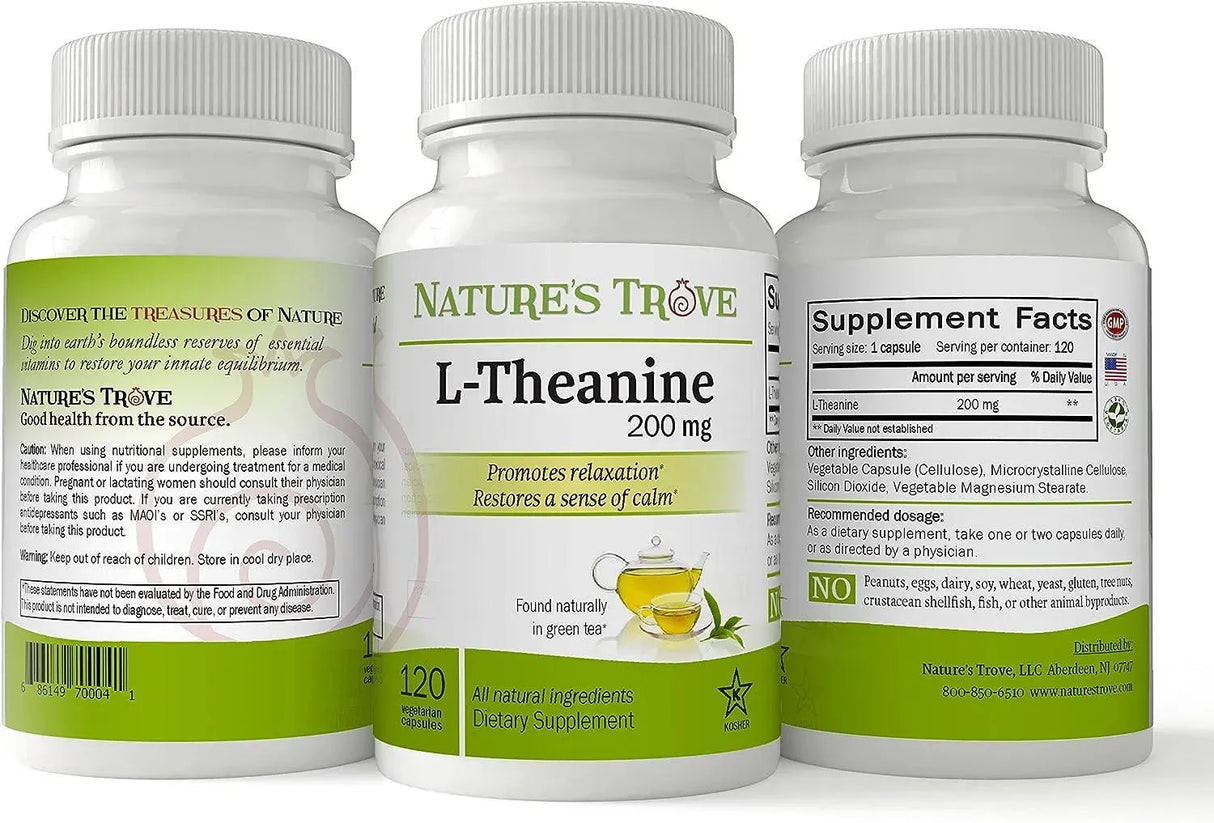 NATURE´S TROVE - Nature's Trove L-Theanine 200Mg. 120 Capsulas - The Red Vitamin MX - Suplementos Alimenticios - {{ shop.shopifyCountryName }}