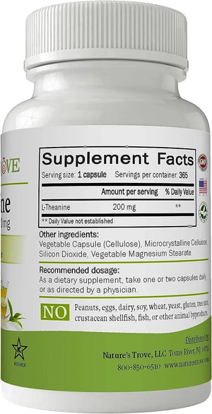 NATURE´S TROVE - Nature's Trove L-Theanine 200Mg. 365 Capsulas - The Red Vitamin MX - Suplementos Alimenticios - {{ shop.shopifyCountryName }}