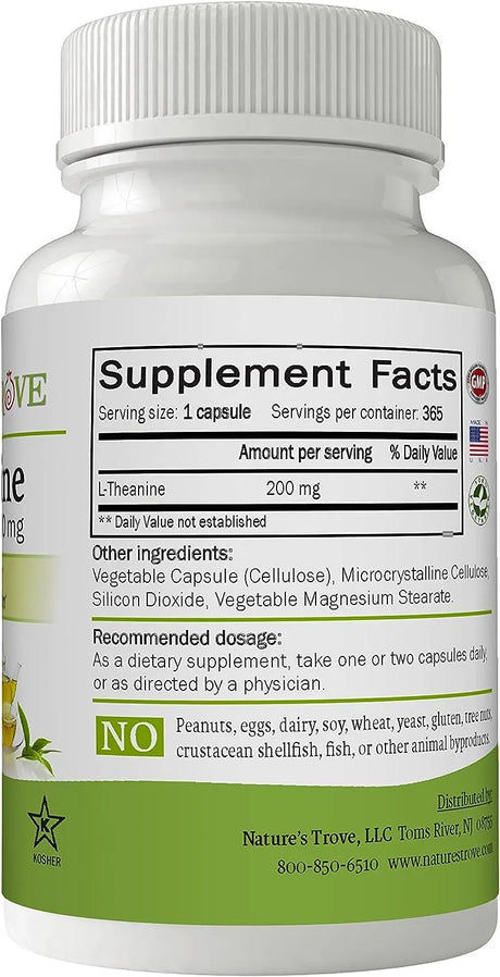 NATURE´S TROVE - Nature's Trove L-Theanine 200Mg. 365 Capsulas - The Red Vitamin MX - Suplementos Alimenticios - {{ shop.shopifyCountryName }}