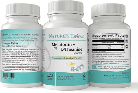 NATURE´S TROVE - Nature's Trove Melatonin 3Mg. + L Theanine 200Mg. 120 Capsulas - The Red Vitamin MX - Suplementos Alimenticios - {{ shop.shopifyCountryName }}