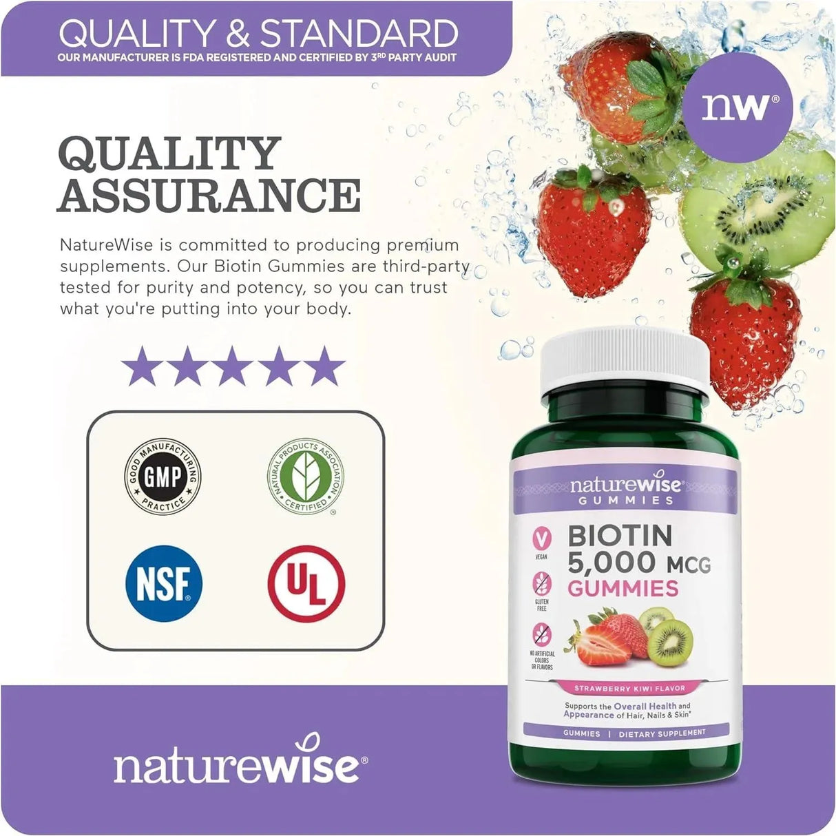 NATUREWISE - NatureWise Biotin Gummies Hair, Skin and Nails Vitamin 180 Gomitas - The Red Vitamin MX - Suplementos Alimenticios - {{ shop.shopifyCountryName }}