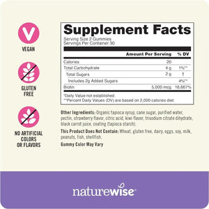 NATUREWISE - NatureWise Biotin Gummies Hair, Skin and Nails Vitamin 60 Gomitas - The Red Vitamin MX - Suplementos Alimenticios - {{ shop.shopifyCountryName }}