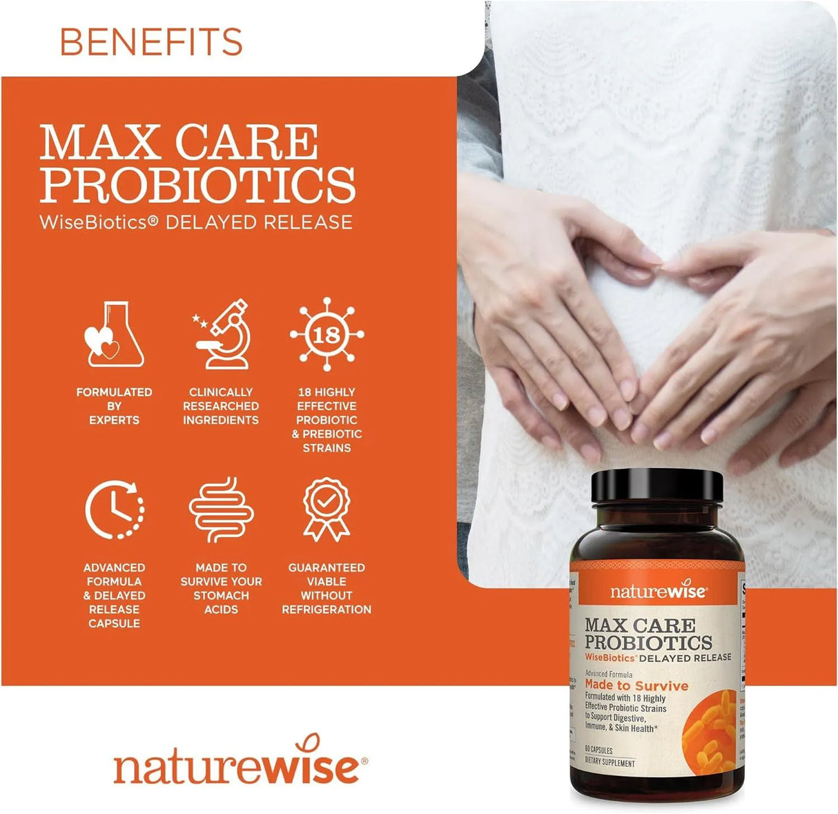 NATUREWISE - NatureWise Max Probiotics 30 Billion CFU 18 Strains With Prebiotics 60 Capsulas - The Red Vitamin MX - Suplementos Alimenticios - {{ shop.shopifyCountryName }}