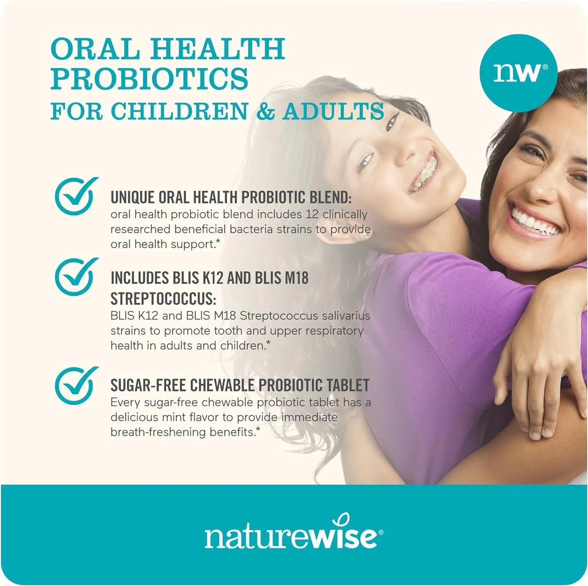 NATUREWISE - NatureWise Oral Health Chewable Probiotics 50 Tabletas Masticables - The Red Vitamin MX - Suplementos Alimenticios - {{ shop.shopifyCountryName }}