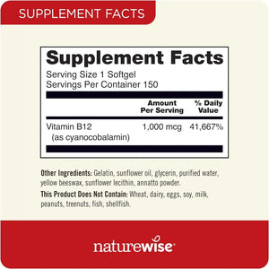 NATUREWISE - NatureWise Vitamin B12 1,000mcg 150 Capsulas Blandas - The Red Vitamin MX - Suplementos Alimenticios - {{ shop.shopifyCountryName }}