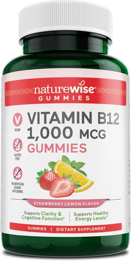 NATUREWISE - NatureWise Vitamin B12 1,000mcg trawberry Lemon Flavored Gummies 180 Gomitas - The Red Vitamin MX - Suplementos Alimenticios - {{ shop.shopifyCountryName }}