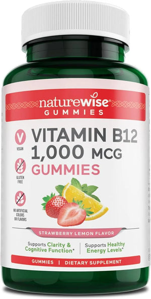 NATUREWISE - NatureWise Vitamin B12 1,000mcg trawberry Lemon Flavored Gummies 60 Gomitas - The Red Vitamin MX - Suplementos Alimenticios - {{ shop.shopifyCountryName }}