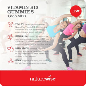 NATUREWISE - NatureWise Vitamin B12 1,000mcg trawberry Lemon Flavored Gummies 60 Gomitas - The Red Vitamin MX - Suplementos Alimenticios - {{ shop.shopifyCountryName }}