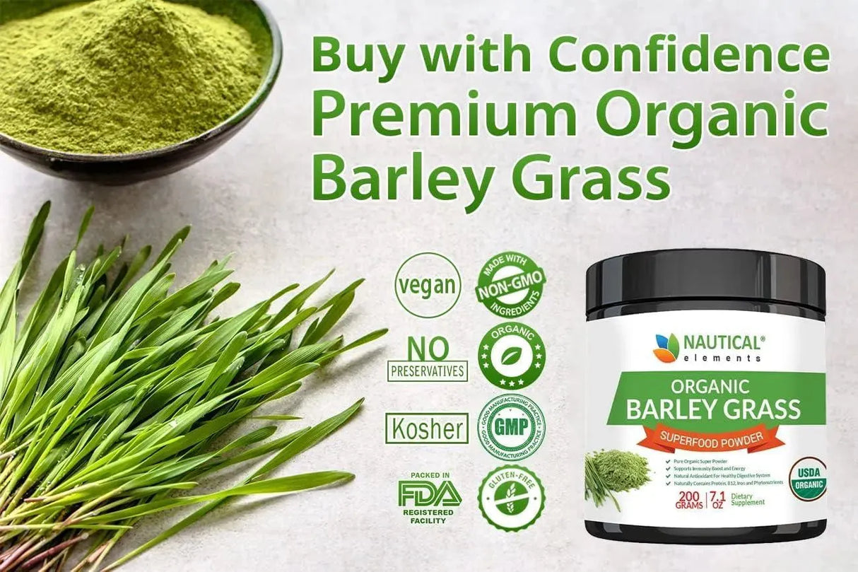 NAUTICAL ELEMENTS - Nautical Elements Barley Grass Powder 200Gr. - The Red Vitamin MX - Suplementos Alimenticios - {{ shop.shopifyCountryName }}