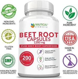 NAUTICAL ELEMENTS - Nautical Elements Beet Root Capsules 1200Mg. 200 Capsulas - The Red Vitamin MX - Suplementos Alimenticios - {{ shop.shopifyCountryName }}