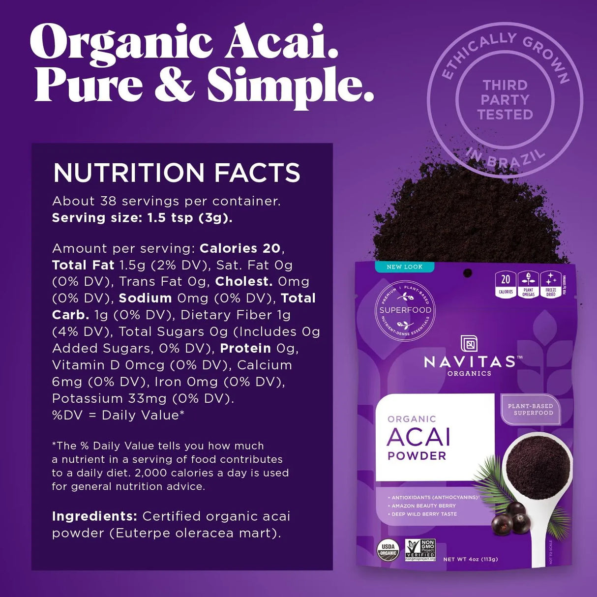 NAVITAS - Navitas Organics Acai Powder 113Gr. - The Red Vitamin MX - Suplementos Alimenticios - {{ shop.shopifyCountryName }}