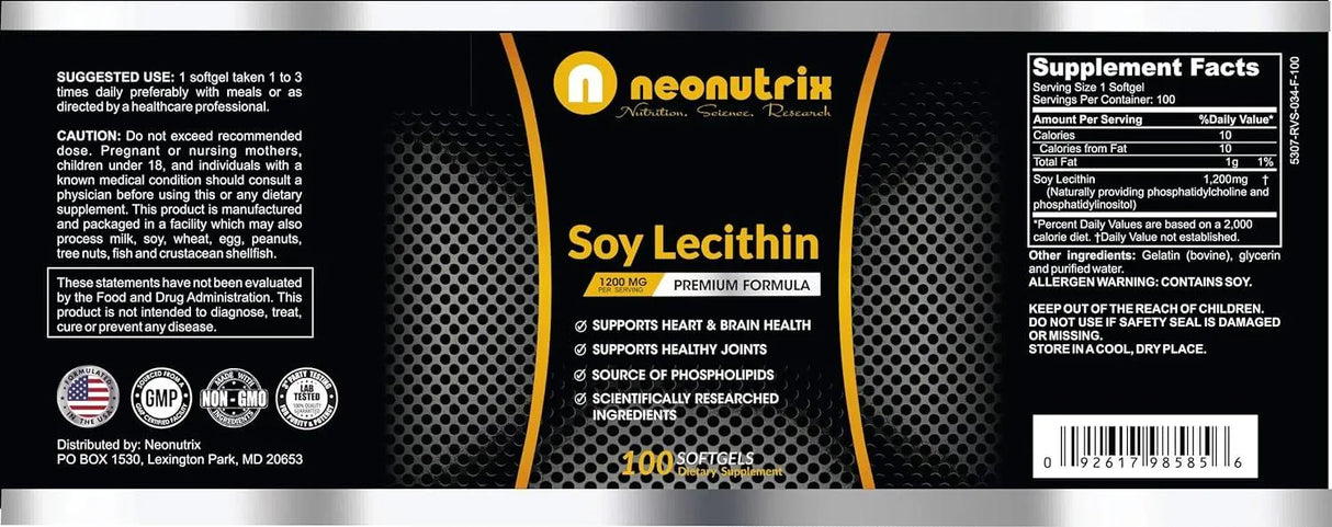 NEONUTRIX - Neonutrix Soy Lecithin 1200Mg. 100 Capsulas Blandas - The Red Vitamin MX - Suplementos Alimenticios - {{ shop.shopifyCountryName }}