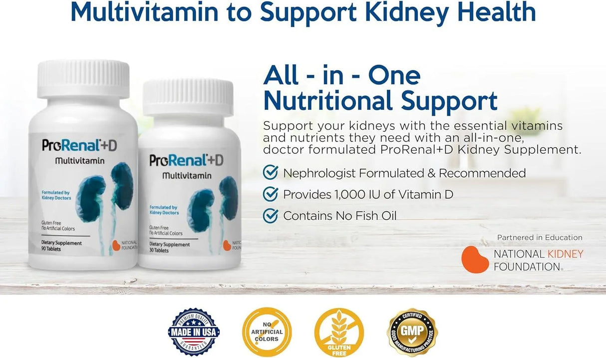 NEPHROCEUTICALS - ProRenal+D Kidney Multivitamins 90 Tabletas - The Red Vitamin MX - Suplementos Alimenticios - {{ shop.shopifyCountryName }}