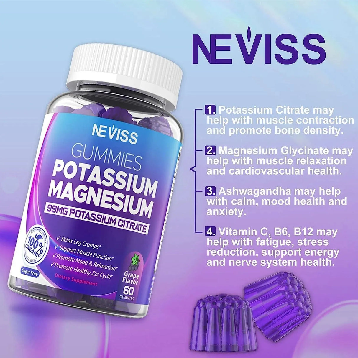 NEVISS - NEVISS Potassium Magnesium Gummies 99Mg. 120 Gomitas - The Red Vitamin MX - Suplementos Alimenticios - {{ shop.shopifyCountryName }}