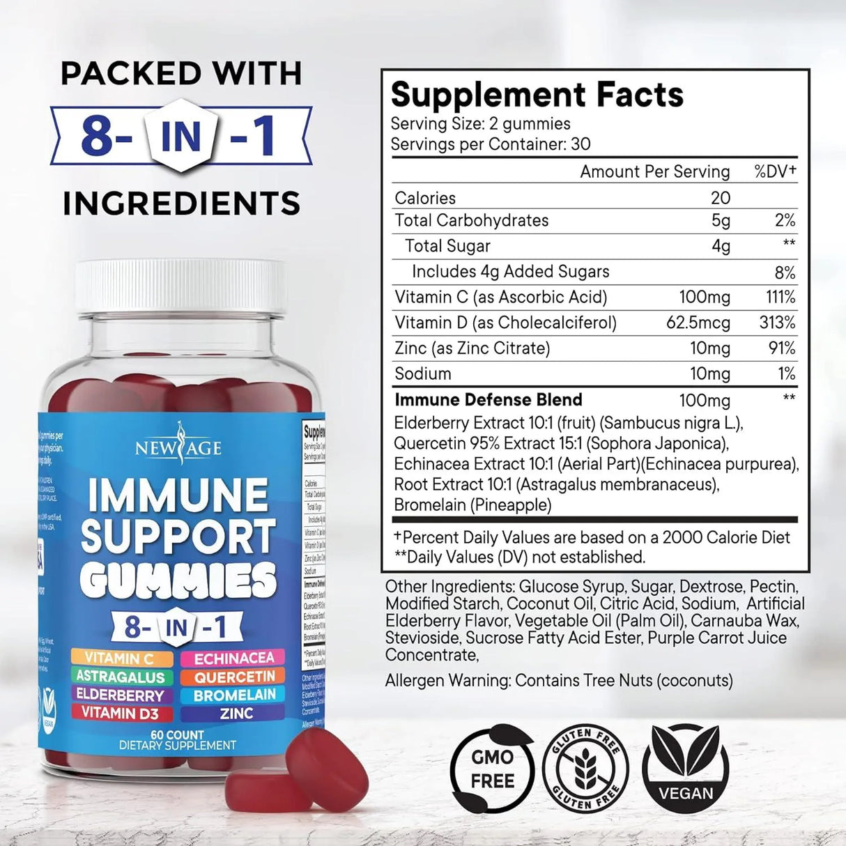 NEW AGE - NEW AGE 8 in 1 Immune Support Booster 60 Gomitas 2 Pack - The Red Vitamin MX - Suplementos Alimenticios - {{ shop.shopifyCountryName }}