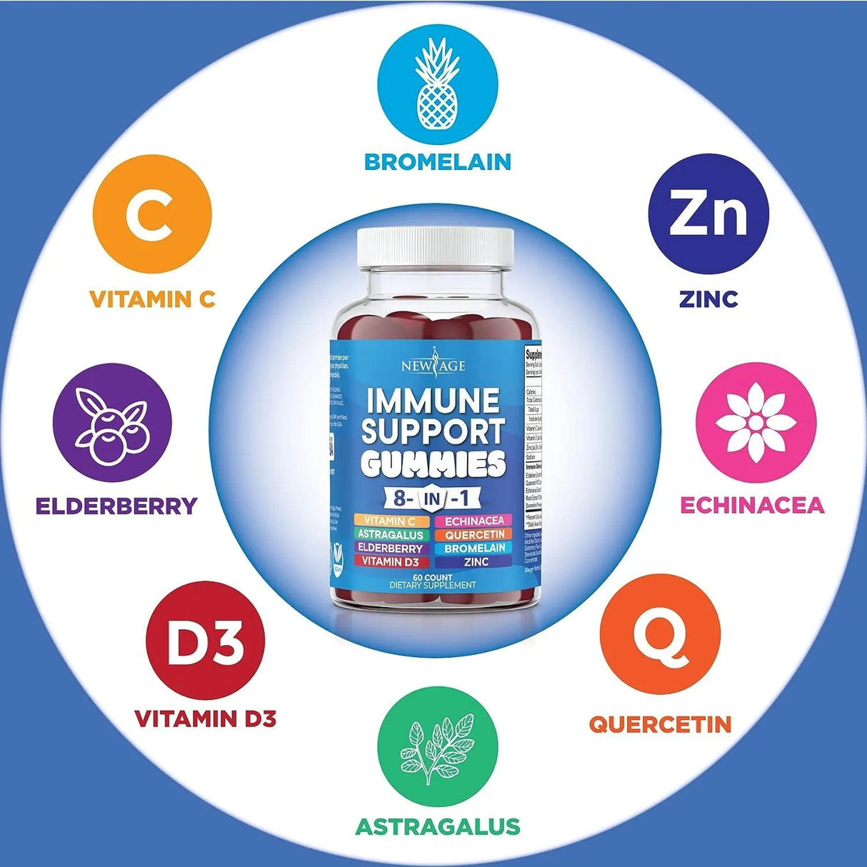 NEW AGE - NEW AGE 8 in 1 Immune Support Booster 60 Gomitas 2 Pack - The Red Vitamin MX - Suplementos Alimenticios - {{ shop.shopifyCountryName }}