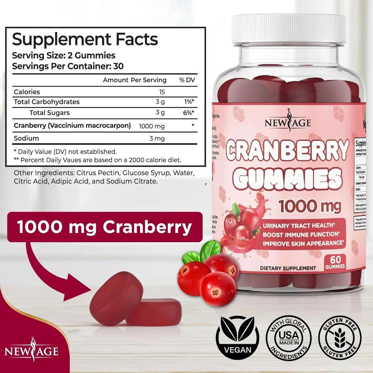 NEW AGE - New Age Cranberry Gummies 1000Mg. 180 Gomitas - The Red Vitamin MX - Suplementos Alimenticios - {{ shop.shopifyCountryName }}