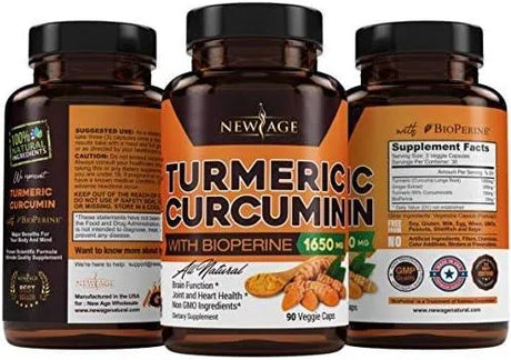 NEW AGE - New Age Turmeric Curcumin with Bioperine 1650Mg. 90 Capsulas - The Red Vitamin MX - Suplementos Alimenticios - {{ shop.shopifyCountryName }}