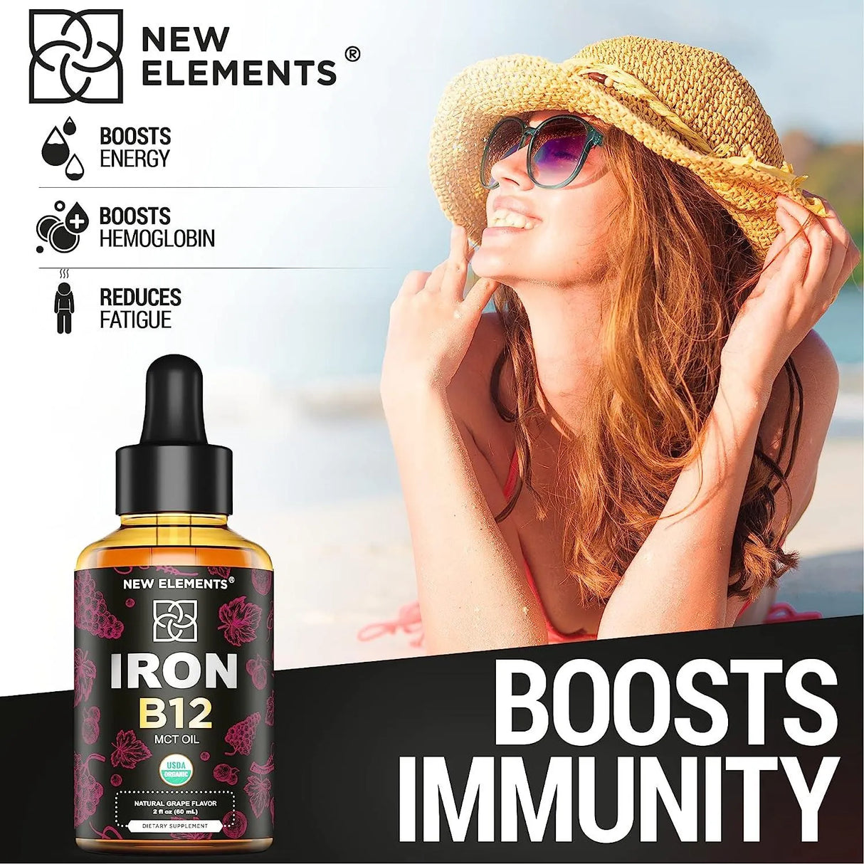 NEW ELEMENTS - New Elements Liquid Iron Supplement 60Ml. - The Red Vitamin MX - Suplementos Alimenticios - {{ shop.shopifyCountryName }}