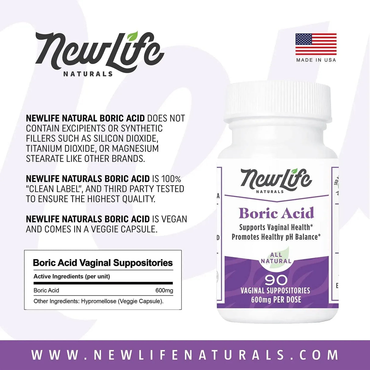 NEWLIFE NATURALS - NewLife Naturals Medical Grade Boric Acid Vaginal Suppositories 90 Supositorios - The Red Vitamin MX - Supositorios De Ácido Bórico - {{ shop.shopifyCountryName }}