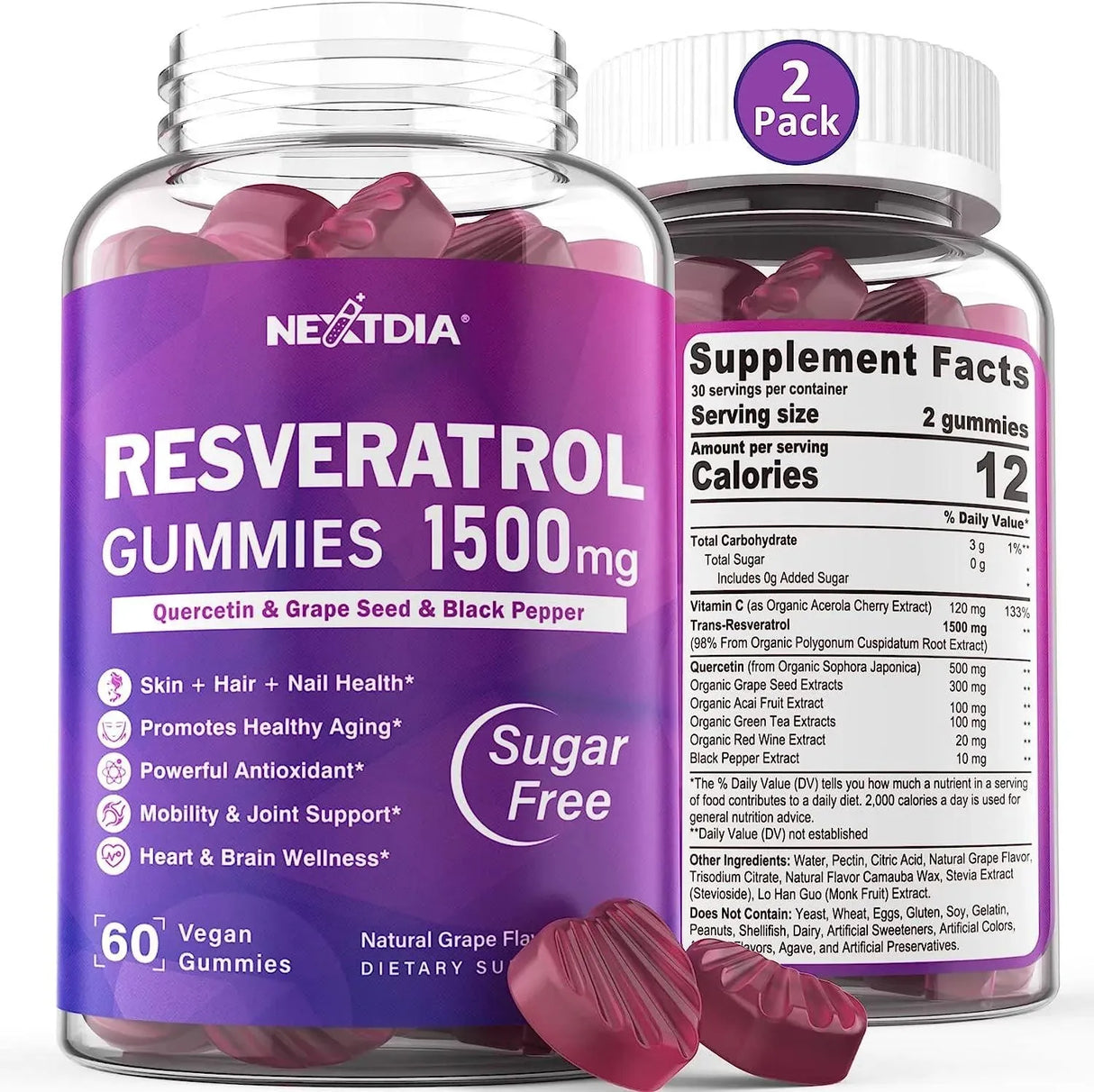 NEXTDIA - NextDia Resveratrol Gummies 1500Mg. 60 Gomitas 2 Pack - The Red Vitamin MX - Suplementos Alimenticios - {{ shop.shopifyCountryName }}