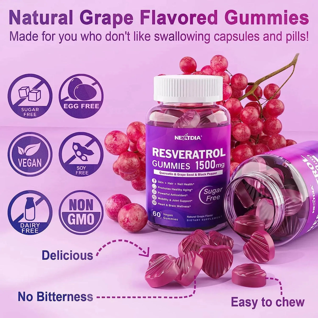 NEXTDIA - NextDia Resveratrol Gummies 1500Mg. 60 Gomitas 2 Pack - The Red Vitamin MX - Suplementos Alimenticios - {{ shop.shopifyCountryName }}