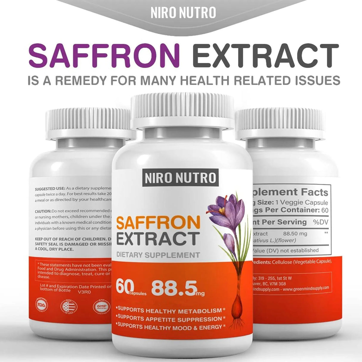 NIRO NUTRO - Niro Nutro Saffron 88.5Mg. 60 Capsulas - The Red Vitamin MX - Suplementos Alimenticios - {{ shop.shopifyCountryName }}