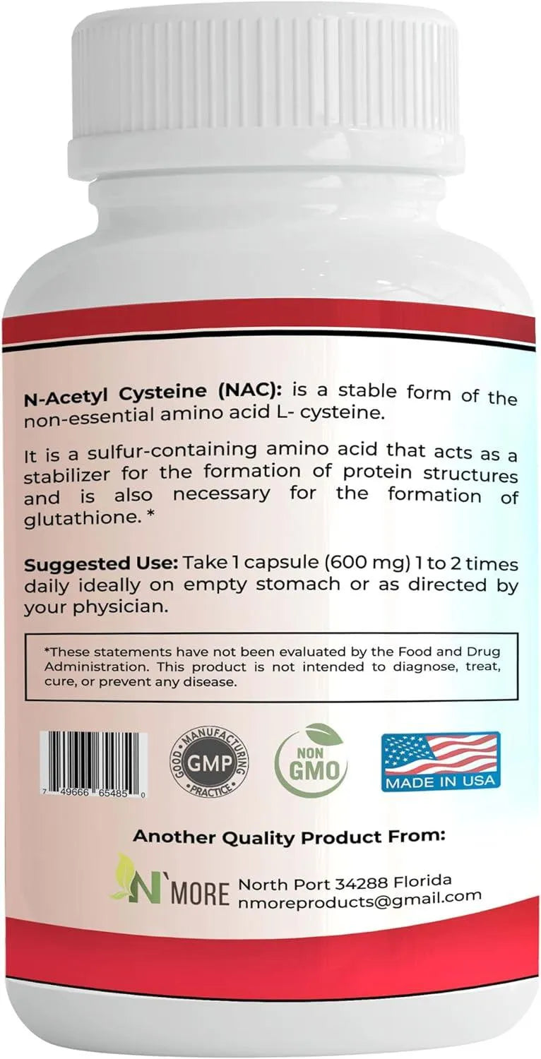 N´MORE - N'More N-Acetyl-Cysteine NAC 600Mg. 60 Capsulas - The Red Vitamin MX - Suplementos Alimenticios - {{ shop.shopifyCountryName }}