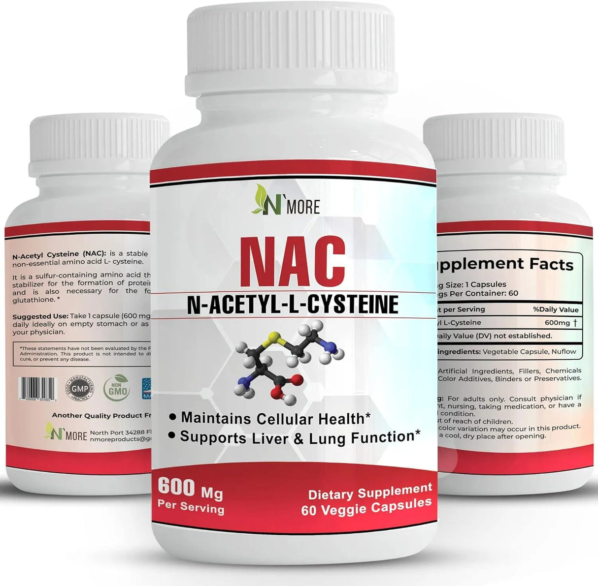 N´MORE - N'More N-Acetyl-Cysteine NAC 600Mg. 60 Capsulas - The Red Vitamin MX - Suplementos Alimenticios - {{ shop.shopifyCountryName }}