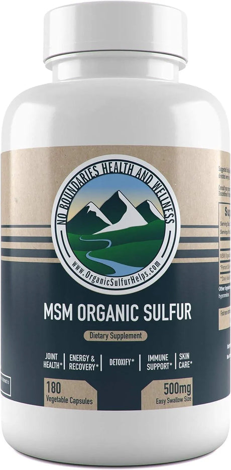 NO BOUNDARIES HEALTH AND WELLNESS - No Boundaries Health and Wellness MSM Organic Sulfur 500Mg. 180 Capsulas - The Red Vitamin MX - Suplementos Alimenticios - {{ shop.shopifyCountryName }}