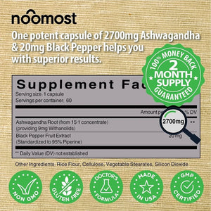 NOOMOST - NooMost Organic Ashwagandha 2700Mg. 60 Capsulas - The Red Vitamin MX - Suplementos Alimenticios - {{ shop.shopifyCountryName }}