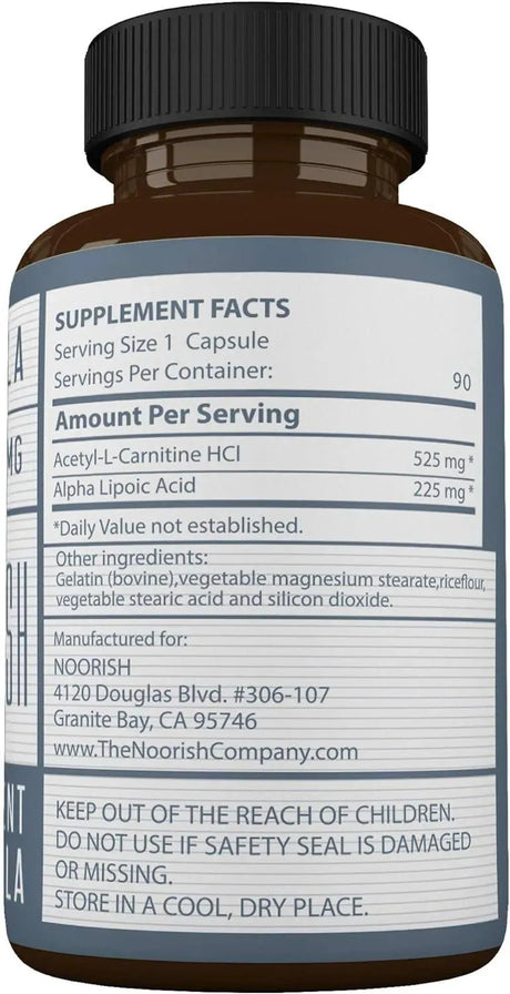 NOORISH - NOORISH Acetyl L-Carnitine with Alpha Lipoic Acid 90 Capsulas - The Red Vitamin MX - Suplementos Alimenticios - {{ shop.shopifyCountryName }}