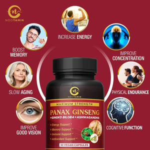 NOOTAMIN - Nootamin Naturals Authentic Korean Red Panax Ginseng 7000Mg. 60 Capsulas - The Red Vitamin MX - Suplementos Alimenticios - {{ shop.shopifyCountryName }}