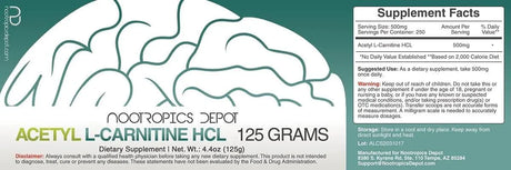 NOOTROPICS DEPOT - Nootropics Depot Acetyl L-Carnitine Powder 125Gr. - The Red Vitamin MX - Suplementos Alimenticios - {{ shop.shopifyCountryName }}