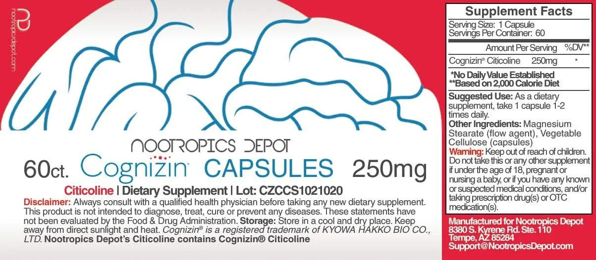 NOOTROPICS DEPOT - Nootropics Depot Cognizin Citicoline 60 Capsulas - The Red Vitamin MX - Suplementos Alimenticios - {{ shop.shopifyCountryName }}