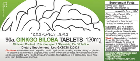 NOOTROPICS DEPOT - Nootropics Depot Ginkgo Biloba Extract 120Mg. 90 Tabletas - The Red Vitamin MX - Suplementos Alimenticios - {{ shop.shopifyCountryName }}