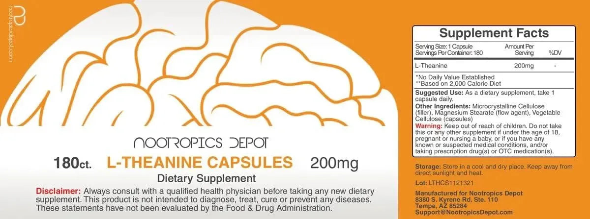 NOOTROPICS DEPOT - Nootropics Depot L-Theanine 200Mg. 180 Capsulas - The Red Vitamin MX - Suplementos Alimenticios - {{ shop.shopifyCountryName }}