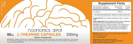 NOOTROPICS DEPOT - Nootropics Depot L-Theanine 200Mg. 90 Capsulas - The Red Vitamin MX - Suplementos Alimenticios - {{ shop.shopifyCountryName }}