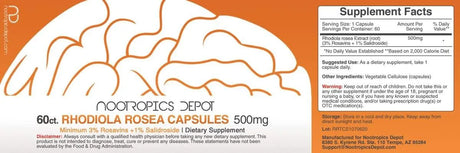 NOOTROPICS DEPOT - Nootropics Depot Rhodiola Rosea 500Mg. 60 Capsulas - The Red Vitamin MX - Suplementos Alimenticios - {{ shop.shopifyCountryName }}